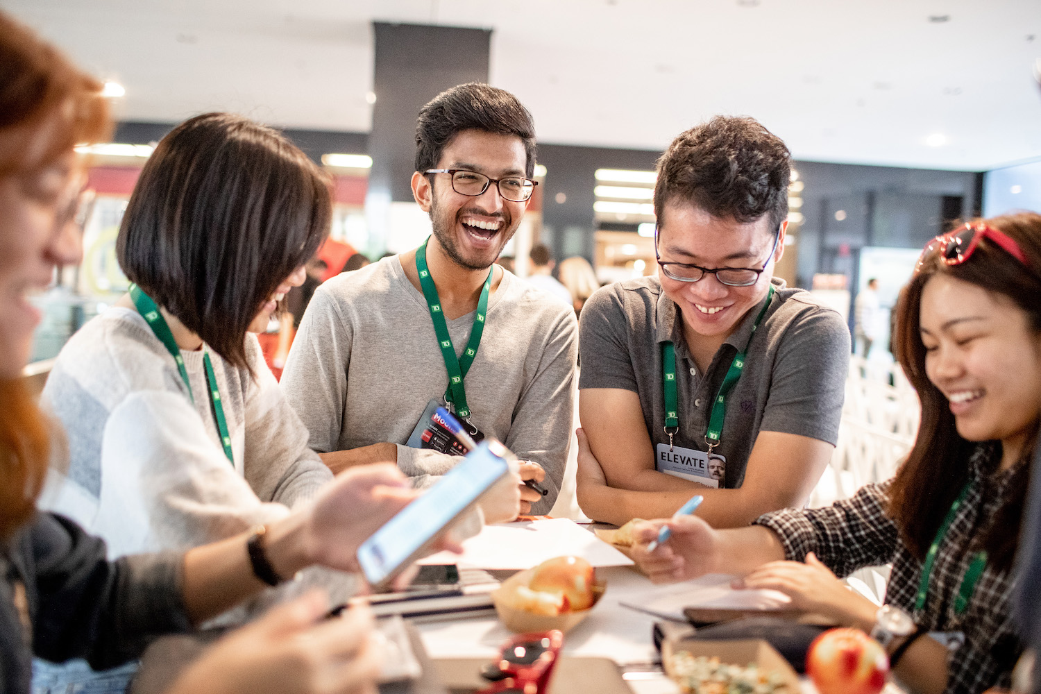 Tech talent laughing and chatting at Elevate Festival